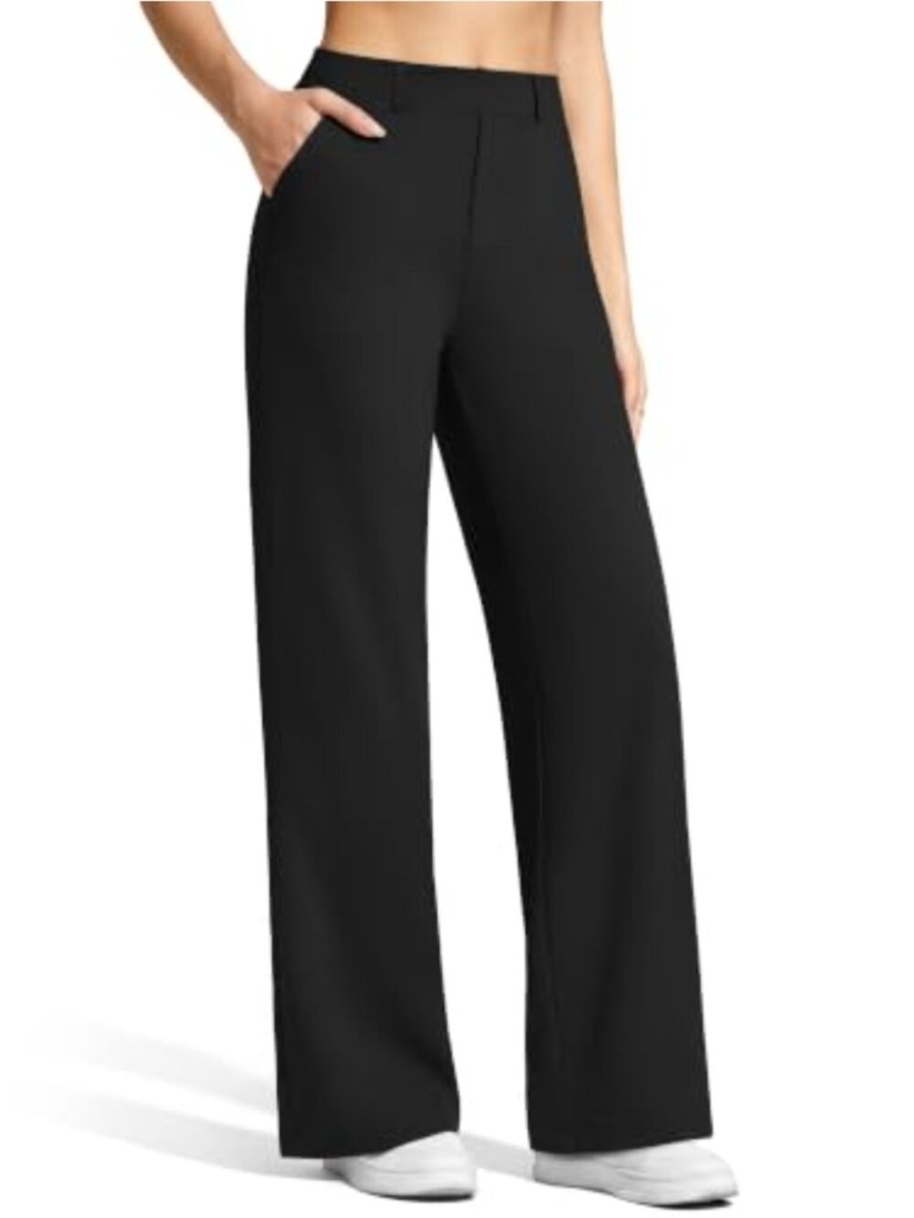 Wide Leg Dress Pants with Pockets High Rise Pull On Women's Yoga Pants
